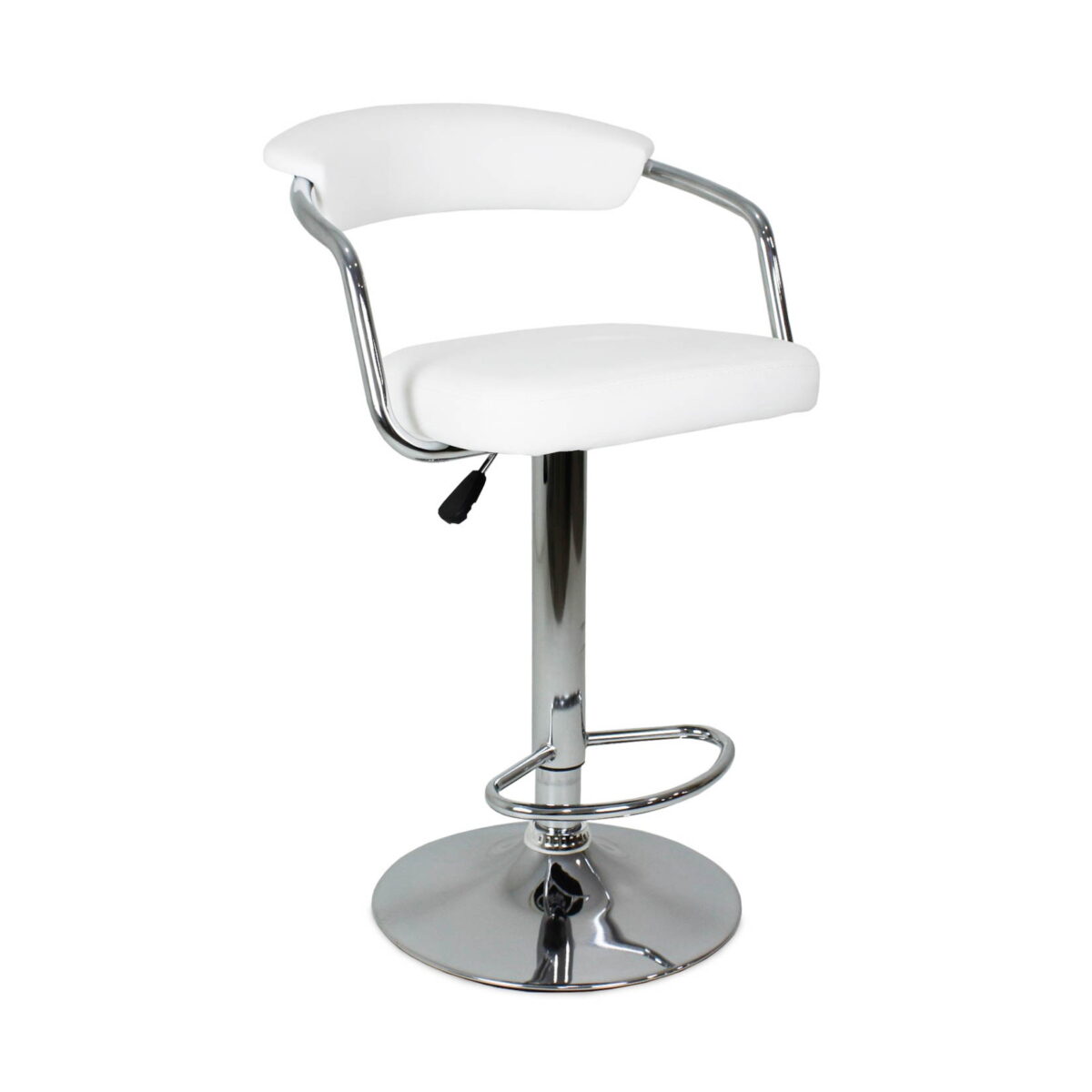 Bar Chair SB-31 White Discover the SB-31 White bar stool, featuring a chrome steel frame and upholstered in faux leather. Ideal for kitchen furniture, it offers comfort and lumbar support. With a modern style, it's easy to assemble. Perfect for an elegant and functional design!