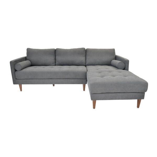 City Dark-Grey Sofa Discover the City Dark-Grey sofa, ideal for 3-4 people, an elegant and comfortable corner piece. With 5 soft cushions and decorative details, it fits perfectly into any interior. Made from quality wood and fabric, it is the perfect choice for your living room!