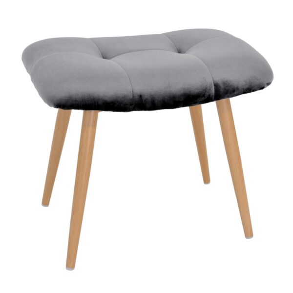 Taburet TRIO Grey Descoperiți taburetul TRIO Grey, perfect pentru canapele și fotolii, ideal pentru mobilă birou. Fabricat din placaj și spumă poliuretanică, cu picioare metalice vopsite în imitație de lemn. Dimensiuni compacte, lățime 52 cm și înălțime 44 cm, confortabil și elegant!