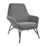 New Cubo Dark-Grey Armchair Discover comfort and style with the New Cubo Dark-Grey armchair, ideal for any office or living room. Made from wood and plywood, with denim fabric upholstery and painted metal legs, this armchair combines modern design with durability. Perfect dimensions for relaxation!