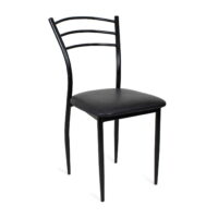 Scaun Dc-55 Black Descoperă scaunul DC-55 Black, ideal pentru bucătărie, sufragerie sau spații comerciale. Cu un cadru metalic, spătar curbat și tapițerie din piele ecologică de calitate, acest scaun este rezistent și ușor de întreținut. Alege confortul și stilul pentru orice mediu!