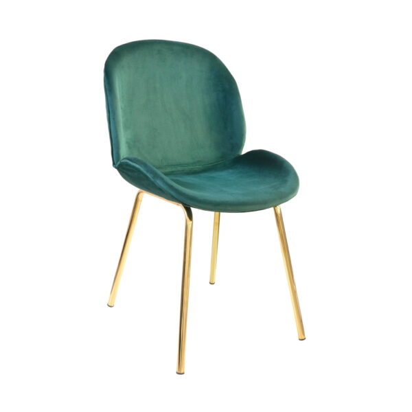 Roxy Velvet Green + Gold Legs Chair