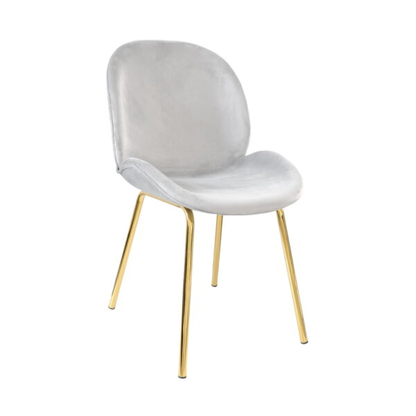 Roxy Velvet Grey+Gold Legs Chair 