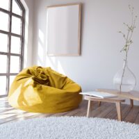 Bean Bag Armchair Color/Fabric Ø 95 Yellow The simple and modern shape of this pear-shaped bean bag chair makes it the ideal choice for both home and office. Thanks to its versatile design, it fits perfectly in the living room, on the balcony, or even in the conference room.