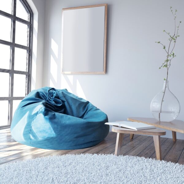 Bean Bag Chair Color/Fabric Ø 95 Blue The simple and modern shape of this pear-shaped bean bag chair makes it the ideal choice for both home and office. Due to its versatile design, it fits perfectly into the interior of a room, balcony, or even a conference room.