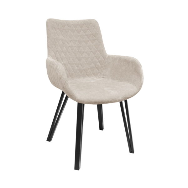 Lina Camel Chair Discover the Lina Camel chair for an elegant kitchen! Upholstered in fine fabric, it features a plywood frame and sturdy metal legs. Perfect for adding a touch of style to your furniture! Height 86 cm, with a comfortable seat at 47 cm.