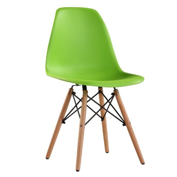 Стул Eames A-37~Green Стул Eames A-37 в зеленом цвете - современный и практичный выбор для вашей кухни. Прочный пластиковый корпус, металлическая конструкция и деревянные ножки обеспечивают стабильность и стиль. Легко очищается и подходит для любого интерьера.