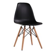 Стул Eames A-37~Black Стул Eames A-37 в черном цвете - идеальный выбор для кухни. Современный дизайн, прочный пластиковый корпус и деревянные ножки добавляют стиль и уют. Легко чистится, устойчив к повреждениям. Подходит для любого интерьера. Создайте комфортную атмосферу на кухне!