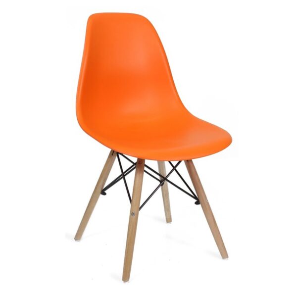 Стул Eames A-37~Orange Стул Eames A-37 в оранжевом цвете - идеальное решение для кухни и офиса. Современный дизайн, прочный пластиковый корпус и деревянные ножки придают эстетичность. Легко чистить и обслуживать. Выбор для стильного и комфортного интерьера.