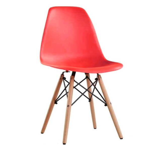 Стул Eames A-37~Red Стул Eames A-37 в красном цвете – идеальный выбор для кухни. Современный дизайн, прочный пластиковый корпус и деревянные ножки гармонично дополнят ваш интерьер. Легко чистится, устойчив к повреждениям и обеспечивает комфорт. Подходит для любого стиля!