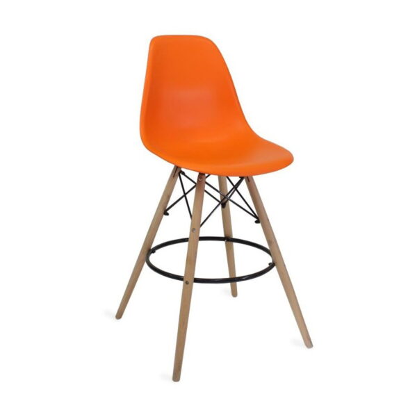 Bar Chair Bd-37 Orange Discover the Eames BD-37 Orange Bar Stool, featuring durable wooden legs and a plastic body that is easy to clean. Perfect for modern bars and kitchens, it offers ergonomic comfort and an elegant design. Choose quality and style for every table!