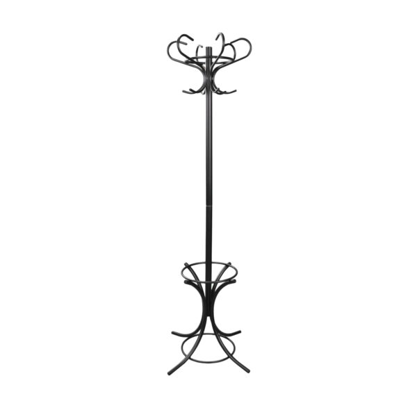 Cuier Venezia Black Descoperă Cuierul Venezia Black, perfect pentru birouri elegante sau spații de living. Realizat din metal vopsit, cu 12 agățători și suport pentru umbrele, acest cuier adaugă un plus de stil și funcționalitate. Înalțime: 182 cm, diametru bază: 63 cm.