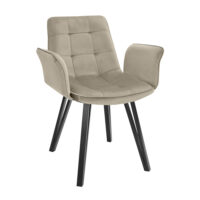 Chair Dc-18 Beige Discover the DC-18 chair in beige, perfect for your kitchen! Made from plywood and upholstered with soft velvet, this elegant chair combines comfort with style. The metal legs provide stability, while the caps protect your flooring. Choose the DC-18 for a refined atmosphere!