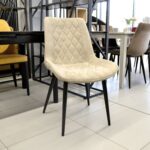 Hans (Caidu-118) Cappuccino Fabric + Black Legs Chair - Image 2