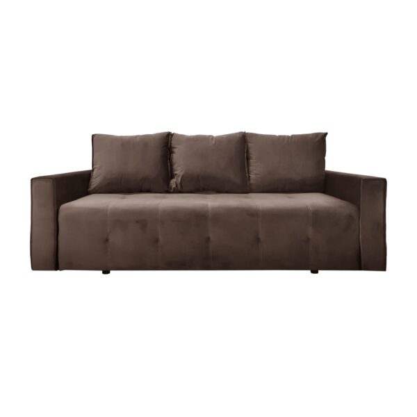 Canapea Extensibilă Parma Brown Descoperiți Canapeaua Extensibilă Parma Brown, ideală pentru orice spațiu! Tapiterie din stofă delicată, arcuri Bonnel și ladă de depozitare. Transformare ușoară în pat confortabil (155×190 cm). Perfecțiune în design și funcționalitate. Alegeți confortul astăzi!