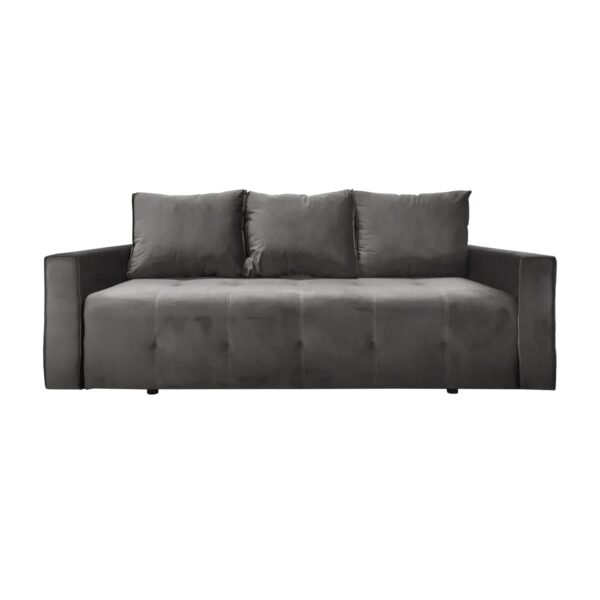 Canapea Extensibilă Parma Dark Grey Descoperă Canapeaua Extensibilă Parma Dark Grey, perfectă pentru orice spațiu! Cu un design modern, tapițerie delicată și ladă de depozitare, oferă confort maxim. Transformabilă cu mecanism Eurocarte, devine un pat de 155×190 cm. Ideală pentru living și oaspeți!