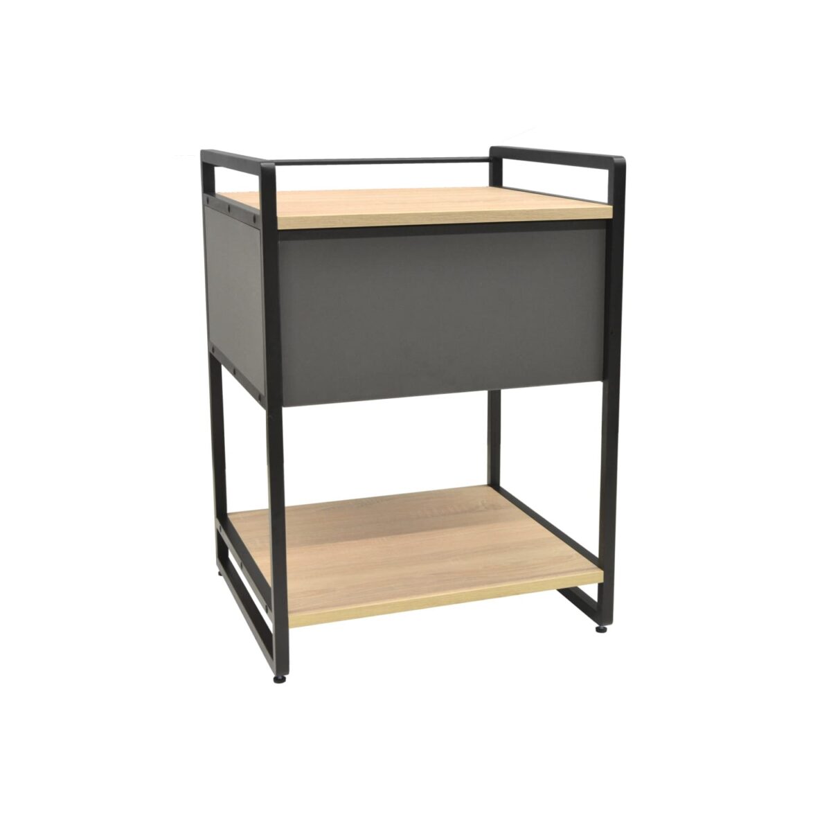 Printer Shelf with Drawer 540*500*740 The printer shelf with a drawer, measuring 540*500*740 mm, is ideal for an office or home. Made from durable metal and melamine chipboard, it features an open shelf and a drawer for efficient organization of office supplies. Perfect for a modern design!
