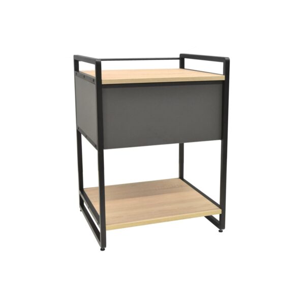 Printer Shelf with Drawer 540*500*740 The printer shelf with a drawer, measuring 540*500*740 mm, is ideal for an office or home. Made from durable metal and melamine chipboard, it features an open shelf and a drawer for efficient organization of office supplies. Perfect for a modern design!