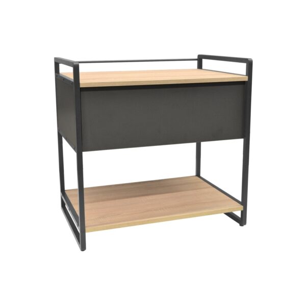 Printer Shelf with Drawer 740*500*740 Discover the printer shelf with a drawer, ideal for the office or home! With dimensions of 740x500x740 mm, made of metal and melamine-coated particle board, this modern and practical shelf perfectly organizes your workspace, featuring a sliding drawer for your supplies.