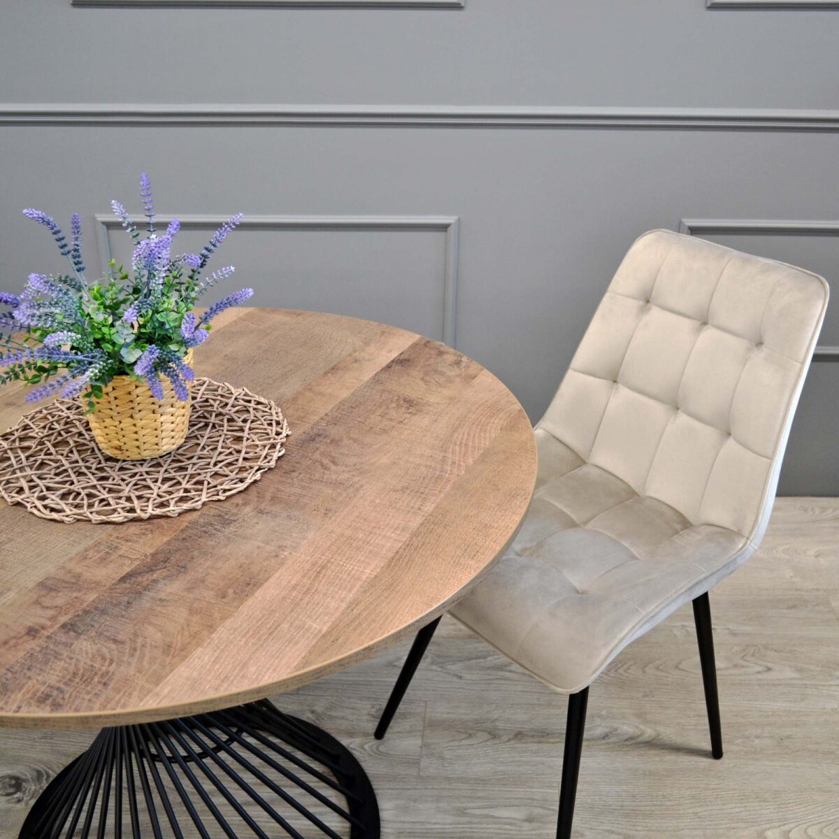 Capella Chair Beige Velvet HLR9 + Black Legs - Image 4