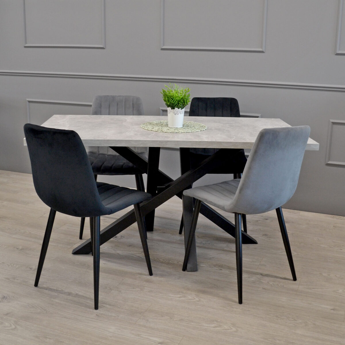 Chair DC-90P N21 Velvet Dark Grey + Black Legs - Image 5