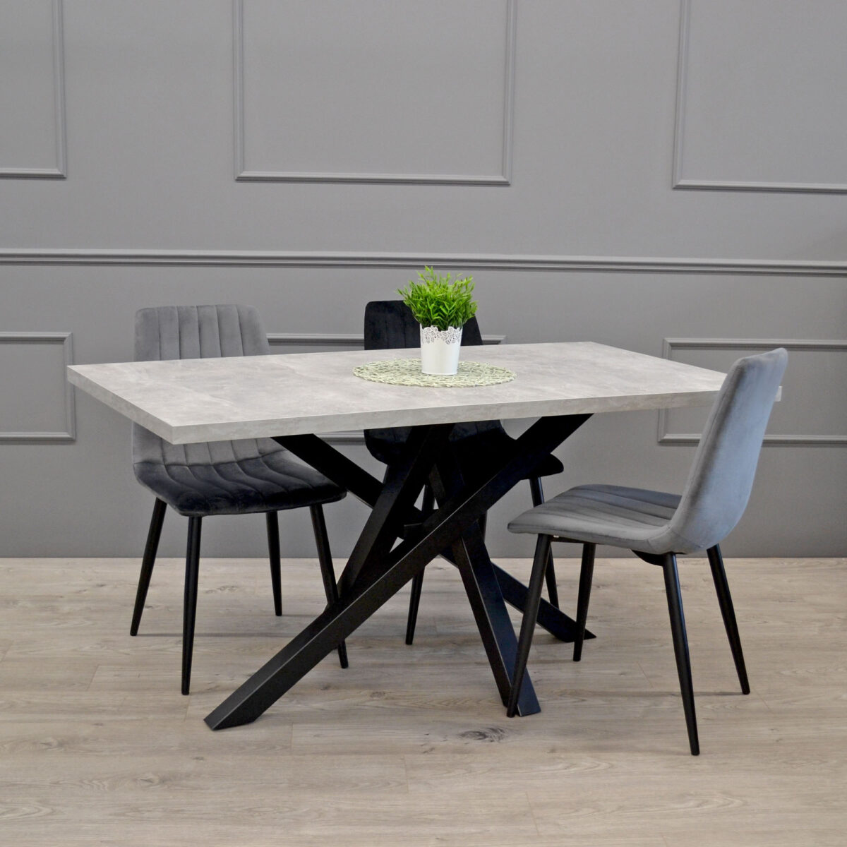 Chair DC-90P N21 Velvet Dark Grey + Black Legs - Image 3