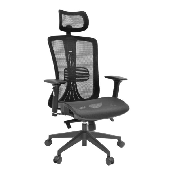 Office Chair Kb-A16 Black Discover the Kb-A16 Black office chair, perfect for your comfort at the office! Featuring a synchronous mechanism, adjustable 3D armrests, lumbar support, and an adjustable headrest. Choose the comfort and support you need during your working hours!