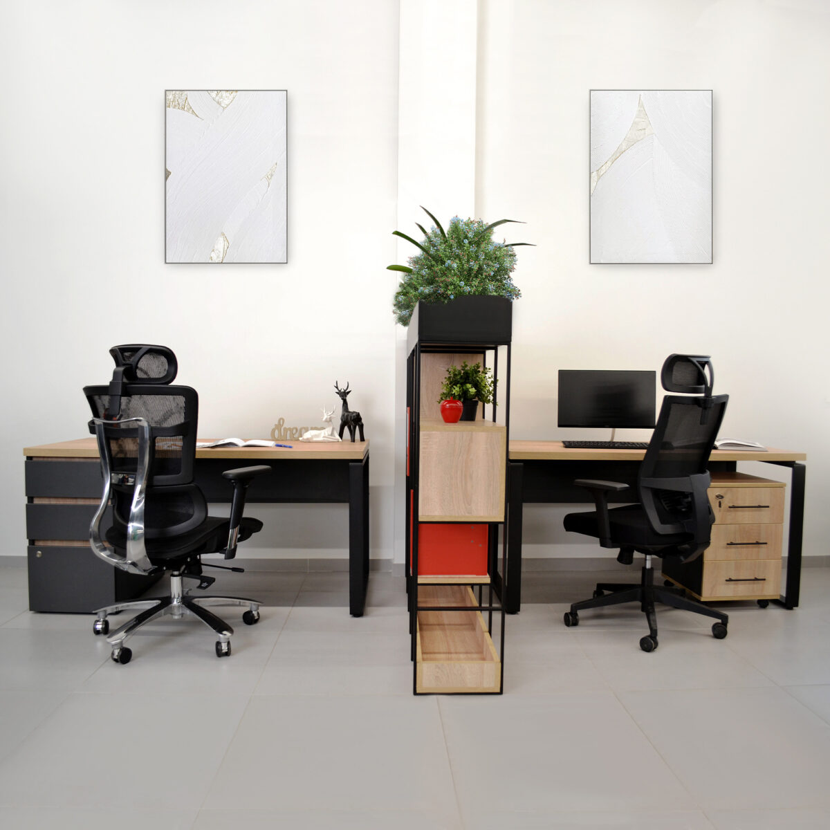 Office Desk B-140 (140x68) Sonoma/Black - Image 5
