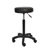 Стул STOOL-R~Black Hight (67-81cm) Стул Stool-R Hight - идеальное решение для кухни и офиса. С прочной стальной рамой, регулируемым по высоте сиденьем и удобной искусственной кожей, он сочетает комфорт и стиль. Легкость мобильности благодаря колесикам делает его универсальным выбором для любого пространства.