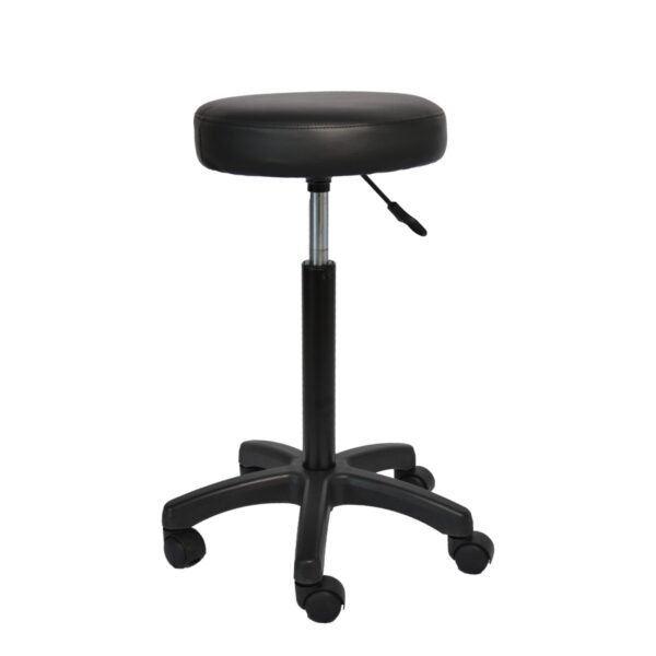 Стул STOOL-R~Black Hight (67-81cm) Стул Stool-R Hight - идеальное решение для кухни и офиса. С прочной стальной рамой, регулируемым по высоте сиденьем и удобной искусственной кожей, он сочетает комфорт и стиль. Легкость мобильности благодаря колесикам делает его универсальным выбором для любого пространства.