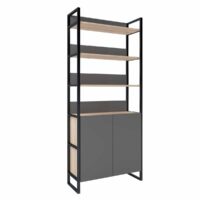 Raft Urban 90 Box Descoperă Raftul Urban 90 Box, soluția ideală pentru birou sau living modern! Cu o structură metalică rezistentă, 4 polițe și dulap inferior, asigură un spațiu de depozitare eficient pentru obiectele tale. Lungime de 90 cm și înălțime totală de 210 cm, perfect pentru organizare.