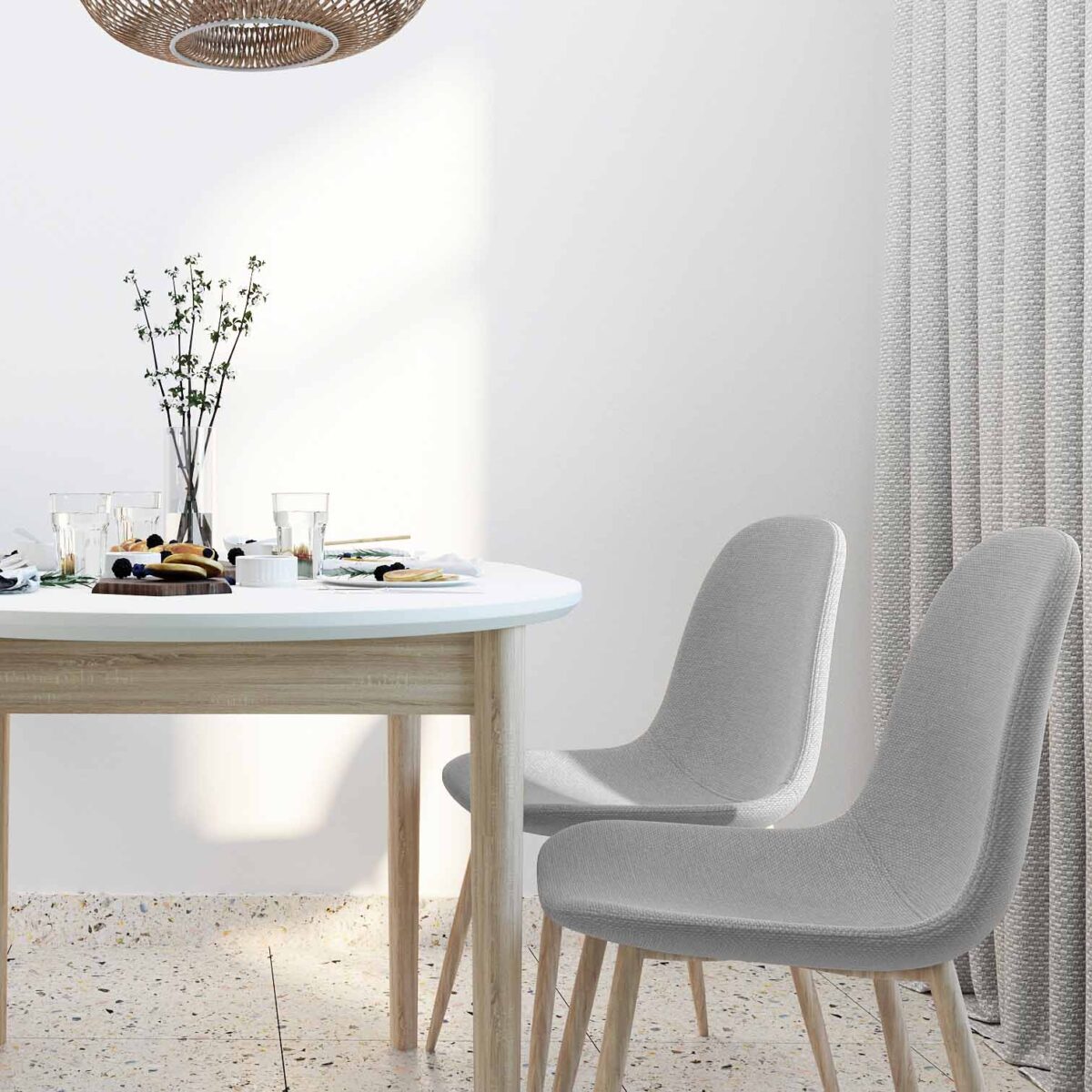 Chair C-710 Denim Light-Grey + Transprint Legs - Image 2