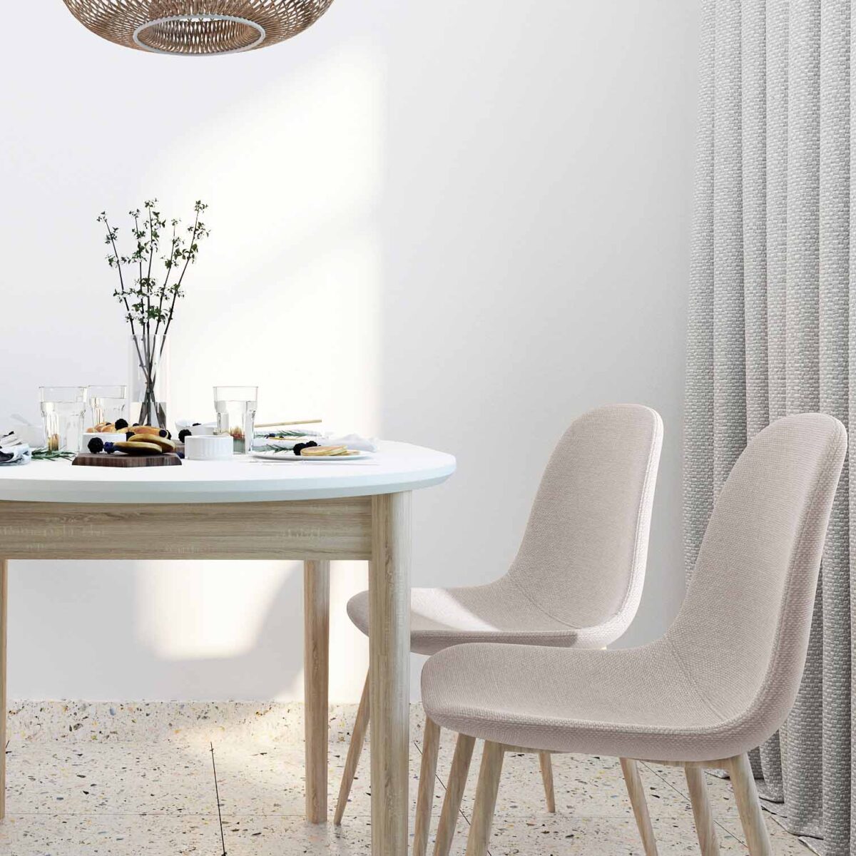 Chair C-710 Denim White-Beige + Transprint Legs - Image 2