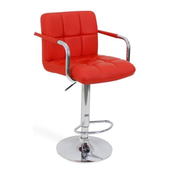 Bar Chair Sb-042 Red Discover the SB-042 Red bar stool, perfect for modern bars and kitchens. With a chrome steel frame, faux leather upholstery, and a height adjustment mechanism, this stool offers comfort and style. Ideal for moments of relaxation!