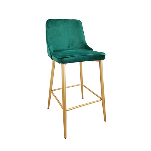 Classic Green Bar Chair Discover the Classic Green Bar Stool, perfect for any kitchen! With a painted metal frame and a soft velvet seat, it is both elegant and durable, supporting a maximum capacity of 150 kg. Ideal for adding a touch of style and comfort to the bar area.