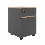 Rollbox Rio Sonoma/Anthracite Chest of Drawers Discover the Rollbox Rio Sonoma/Anthracite Filing Cabinet, perfect for your office! Featuring a top drawer with slow closing and a lower cabinet, this furniture combines ergonomic style with functionality, making it ideal for storing office supplies. The furniture is equipped with lockable wheels for easy maneuverability.