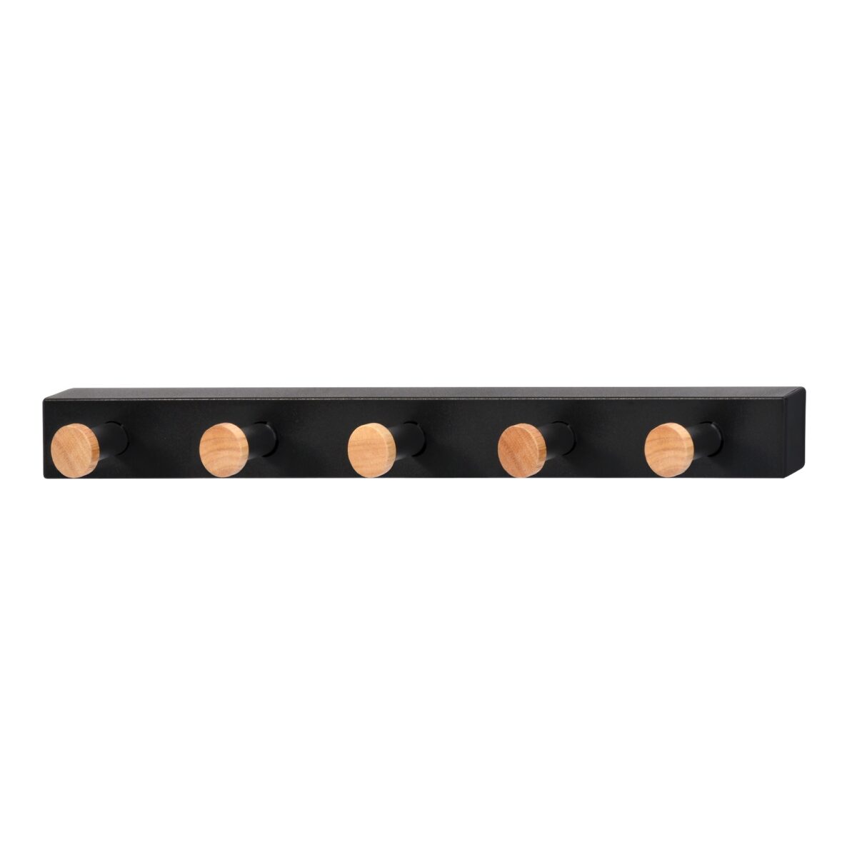Wall Coat Rack Gc4888-5 Black Discover the Gc4888-5 Black wall coat rack, ideal for office and living room furniture. Made from electrostatically painted metal, this coat rack features 5 metal hooks with lacquered wood elements. A modern and functional accent for any space!