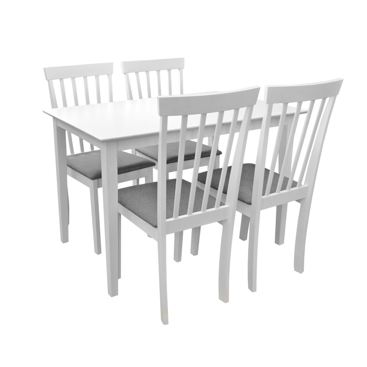 HOUSTON Table Set + 4 HOUSTON Chairs White Discover the HOUSTON table set + 4 HOUSTON chairs in White - an elegant choice for your kitchen. Featuring an MDF tabletop and a modern design, this set offers comfort and style for everyday meals. Perfect for small spaces!