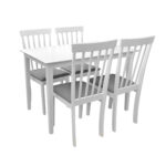 HOUSTON Table Set + 4 HOUSTON Chairs White Discover the HOUSTON table set + 4 HOUSTON chairs in White - an elegant choice for your kitchen. Featuring an MDF tabletop and a modern design, this set offers comfort and style for everyday meals. Perfect for small spaces!