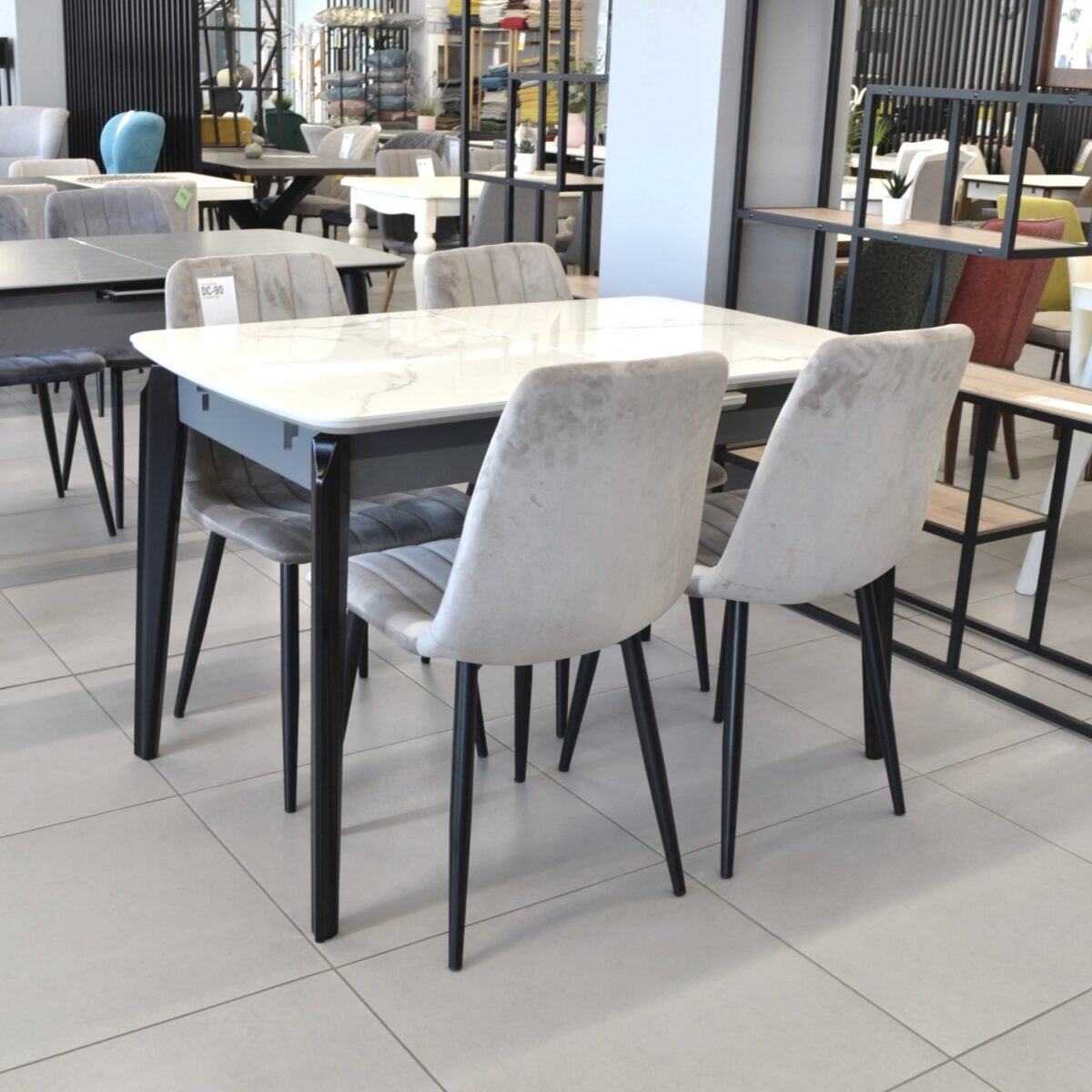 ELVERUM Extendable Table White + Black Legs 120/150x75 - Image 2