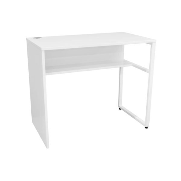 Study Desk (90×50) Right~White Discover the STUDY Desk (90x50) Right White, ideal for the office or home. Compact and elegant, it provides an optimal workspace with a simple design and a shelf for storage. Made from quality materials, it is perfect for laptops and office supplies.