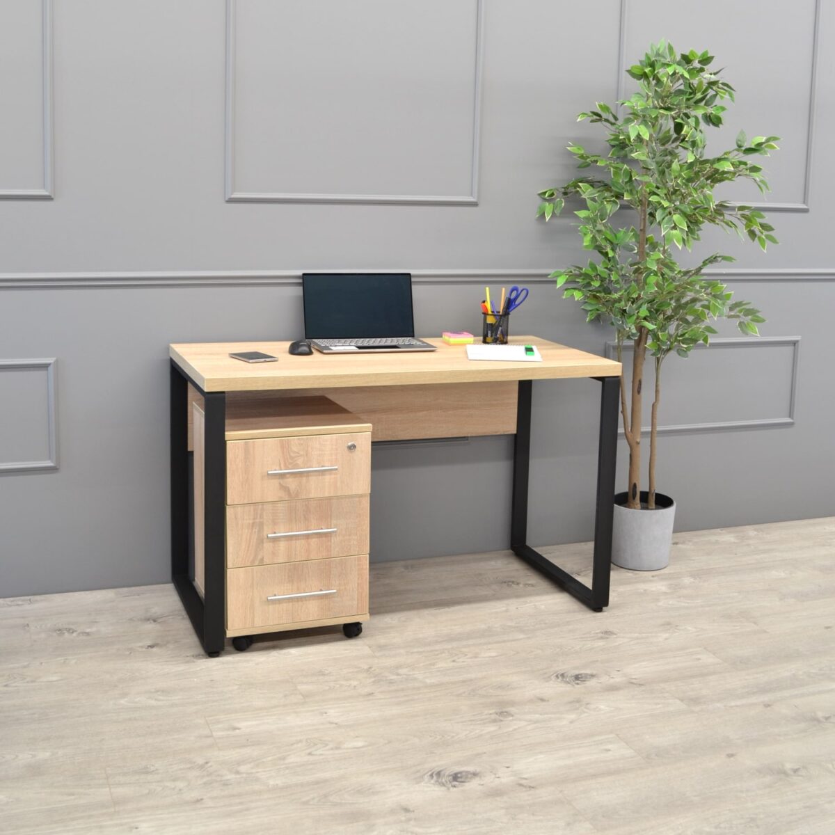 Desk Table B-120 (120x60) ~ Sonoma/Black - Image 7