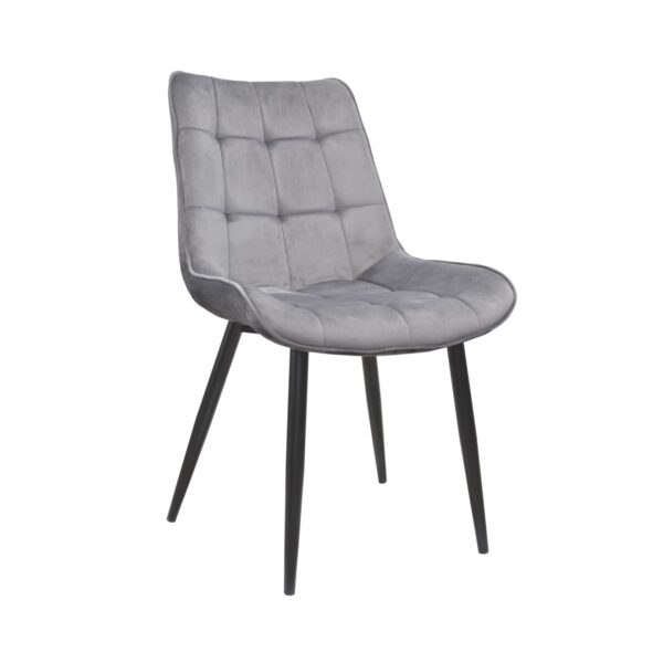 Стул Hans~Catifea Grey HLR20+Black Legs Стул Hans Catifea Grey HLR20 - идеальный выбор для офиса и кухни! Удобная спинка и мягкое сиденье из качественной серой велюровой ткани, прочные черные металлические ножки с защитными дотами. Высота 86 см, размер сиденья 55x64 см. Доступен в других цветах.
