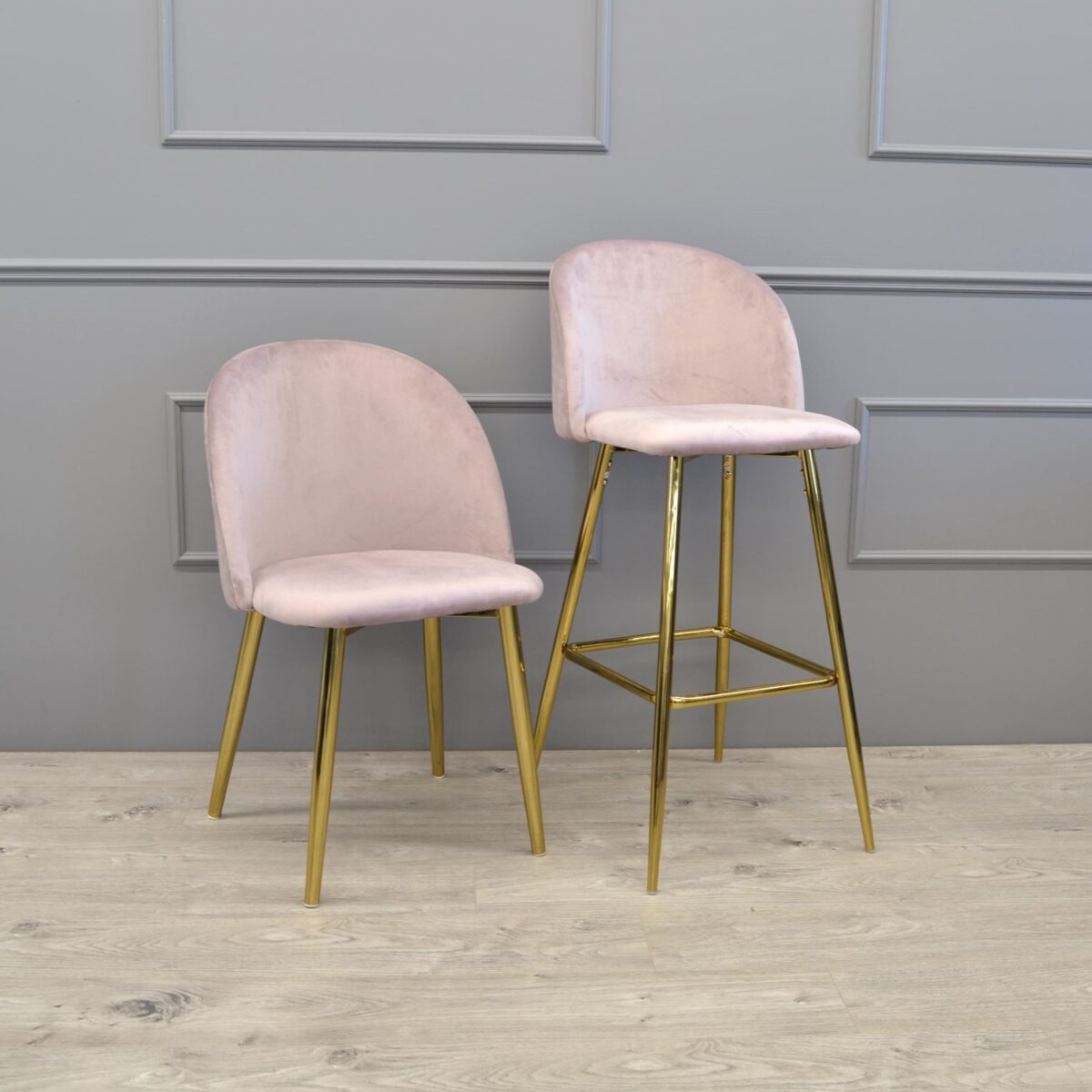 Maya Pink Velvet Bar Stool - Image 4