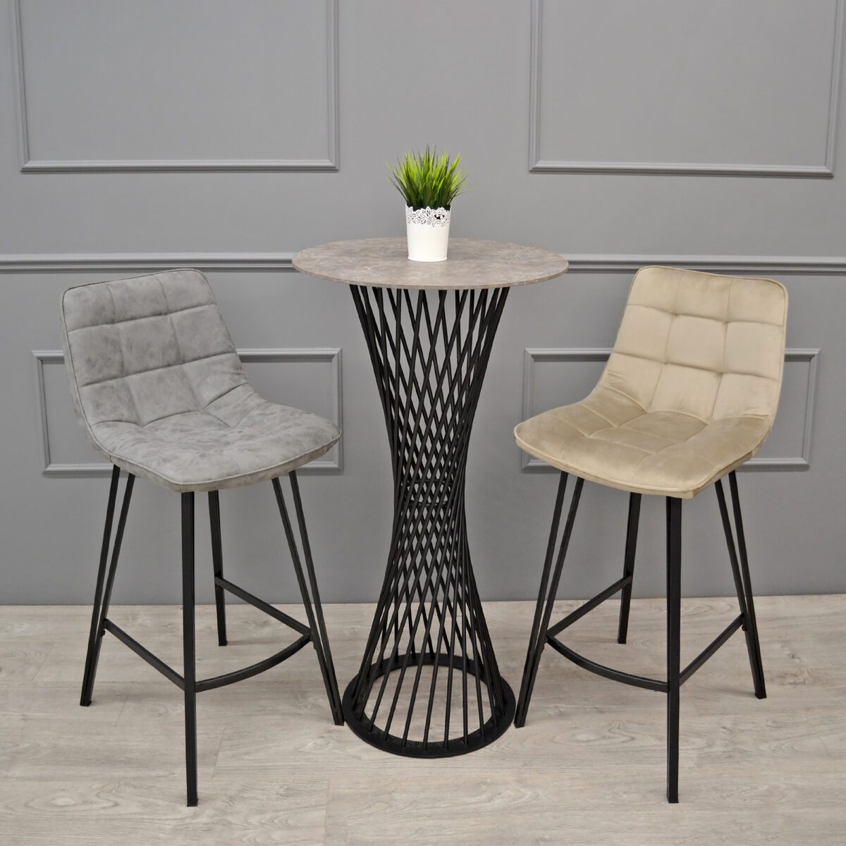 Laus Cappuccino Velvet Bar Chair - Image 2