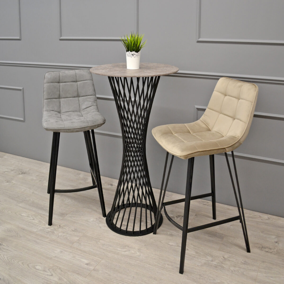 Laus Cappuccino Velvet Bar Chair - Image 3