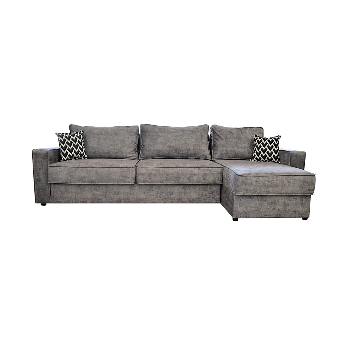 Cezar Grey Convertible Sofa Discover the Cezar Grey extendable sofa, perfect for your comfort! This corner sofa, reversible in design, combines modern aesthetics with functionality, featuring an ideal size for 2-3 people. Made from wood and polyurethane foam, it provides maximum comfort.