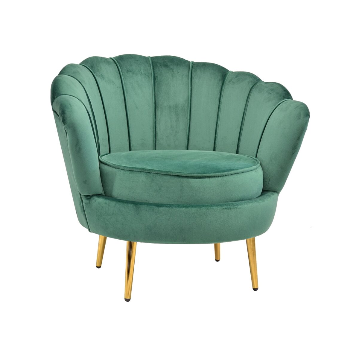 Maggie Green Armchair Discover the Maggie Green armchair, perfect for the office or living room. With an elegant design, soft velvet, and a vibrant color, it brings an air of refinement. The golden metal legs provide stability and style. Ideal for any interior, it creates a sophisticated accent in your space.
