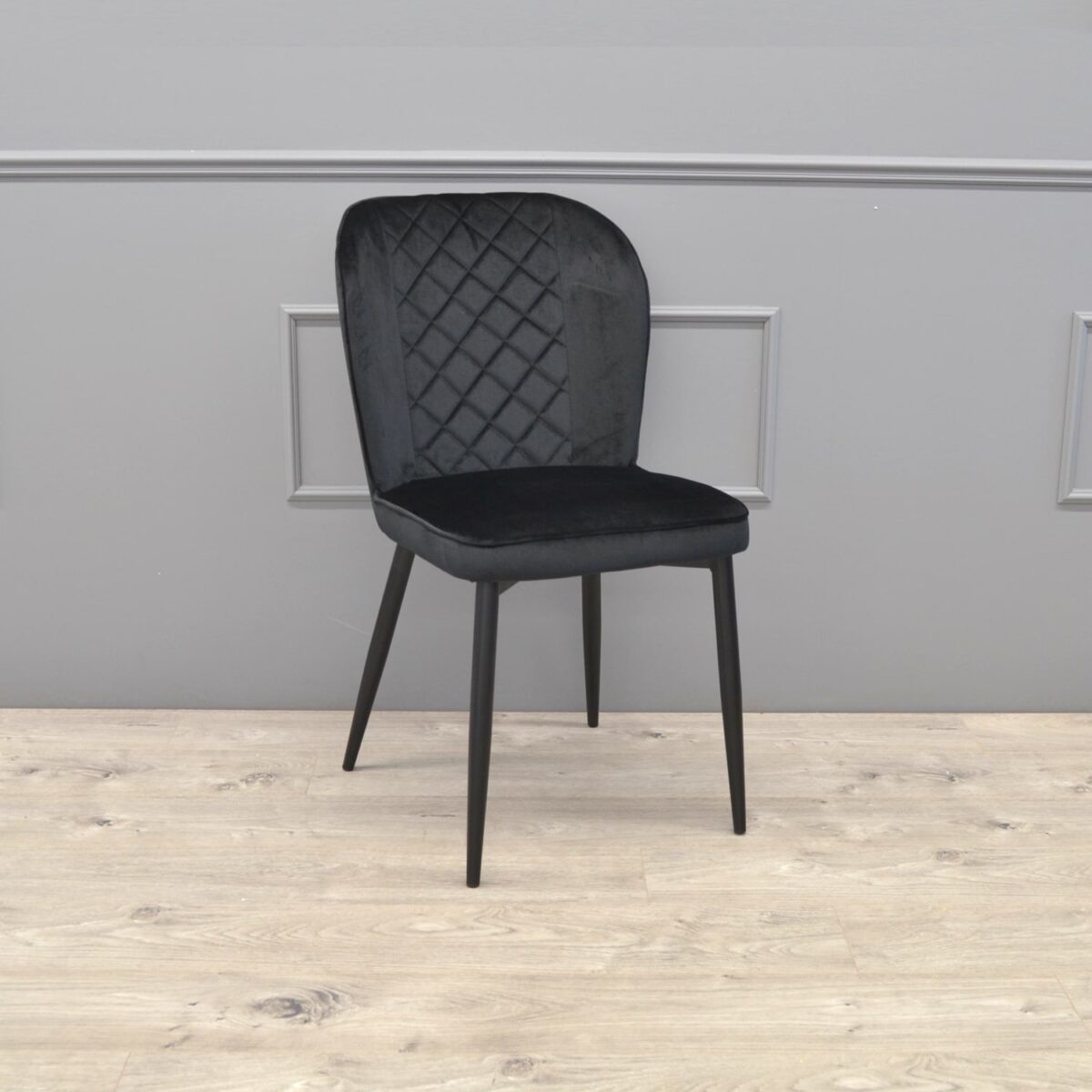 Scaun Tusk Catifea Black+Black Legs - imagine 2