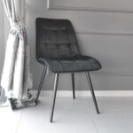 Capella (Hlr66) Velvet Black + Black Legs Chair - Image 3